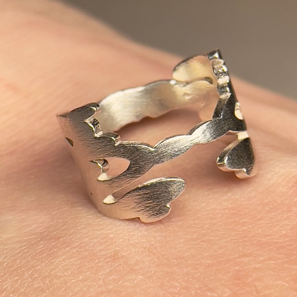 Sterling Silver Size 5 Ring Abstract Geometric Maximalist Engagement Unisex